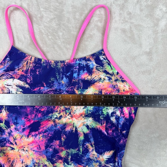 TYR One Piece Swimsuit Multicolor Tropical Print Pink Straps XL fits M/L - Picture 8 of 8